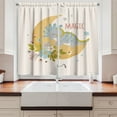 thumbnail image 2 of Ambesonne Dinosaur Kitchen Curtains, Animal on Moon Flowers Art, 55"x24", Pastel Brown Yellow Green, 2 of 3