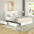 thumbnail image 2 of Queen Size Wood Platform Bed Frame with 4 Drawers, Upholstered Bed Frame with Curved Stitched Tufted Headboard, 2 of 8