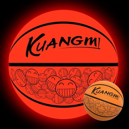 Kuangmi LED Light Up Basketball, Glow in The Dark for Night Game & Training Basket Ball, Official Size 7(29.5"), for Indoor & Outdoor