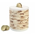 thumbnail image 1 of Ivory Piggy Bank, Autumn Leaves in Faded Earthen Tones Fall Season Branches Romance Illustration, Ceramic Coin Bank Money Box for Cash Saving, 3.6" X 3.2", Cream Umber Cocoa, by Ambesonne, 1 of 4