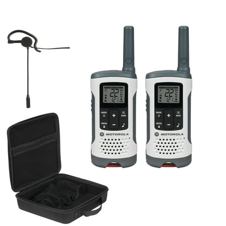 Motorola Portable Radio Earpiece Motorola T260 25-Mile Talkabout 2-Way Radios, Carry Case & Single-Pin Earpiece with Boom Microphone Bundle ()