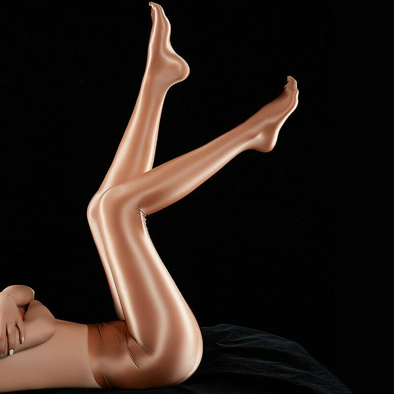 Fule Women's Shiny Silky Pantyhose Satin Glossy Stockings Nylon Yoga Tights  Dancewear