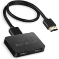 thumbnail image 1 of HDMI Splitter 1 in 2 out, 4K HDMI Splitter with 4FT HDMI cable for dual display copy/mirror, 1x2 HDMI Splitter 1 to 2 amplifiers, 1 of 4