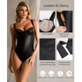 thumbnail image 3 of Body Popilush Shapewear para mujer, corsé de encaje y control de barriga, camisetas sin mangas de piel sintética, 3 of 6