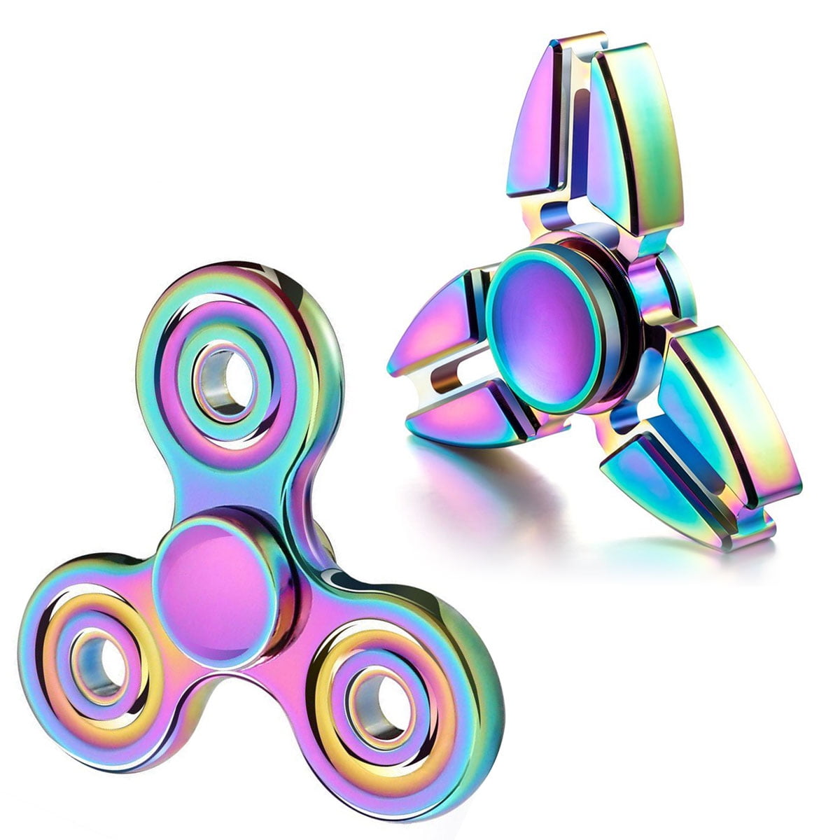 Rainbow 3D Tri-Fidget Hand Finger Spinner ADHD Focus Toy For Kids Adults Autism 