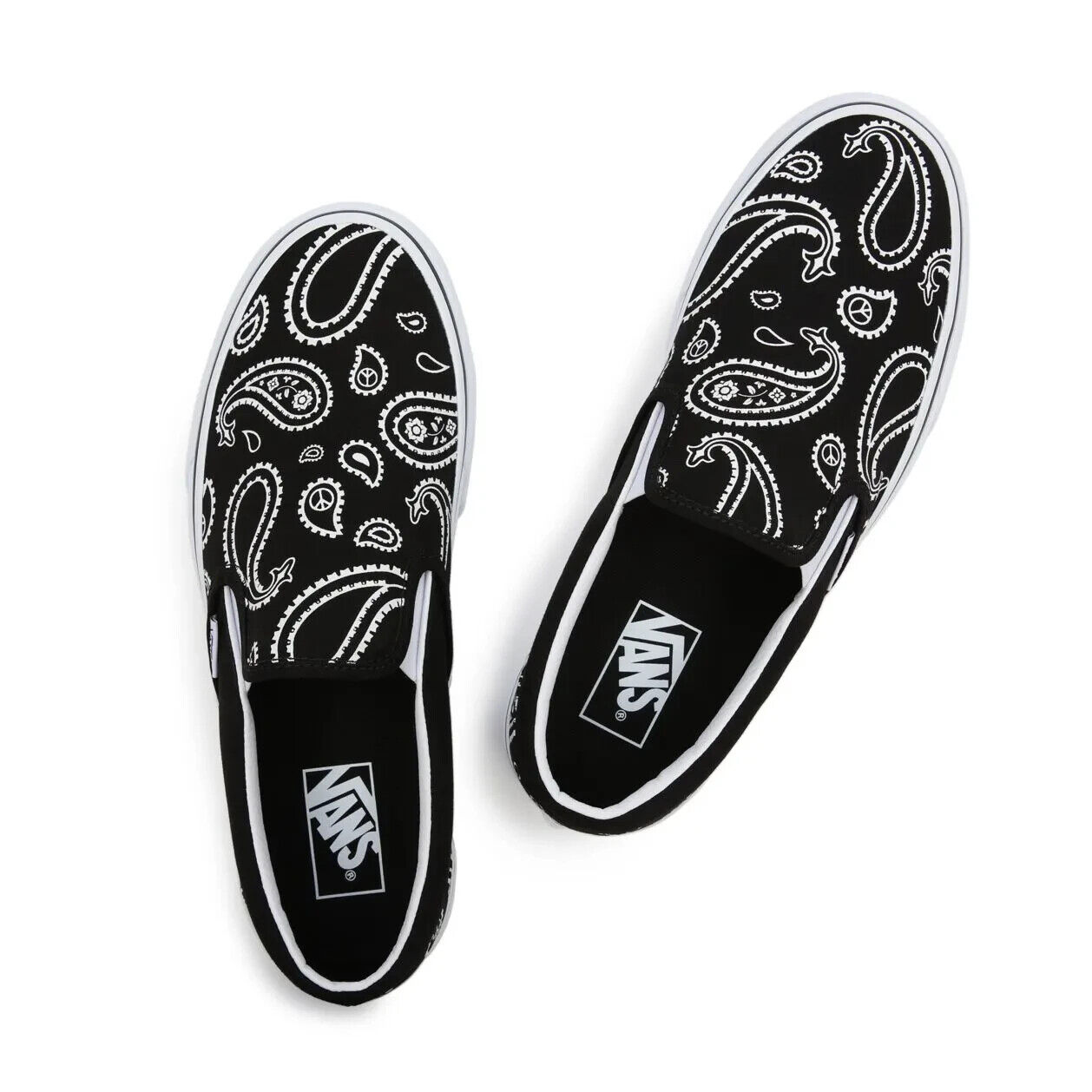 Vans Classic Slip-On Peace Paisley Black White Skate Shoes Mens 10.5 Womens 12 Vans Mens Classic Slip-On Shoes Sneaker Casual Peace Paisley  main image 4