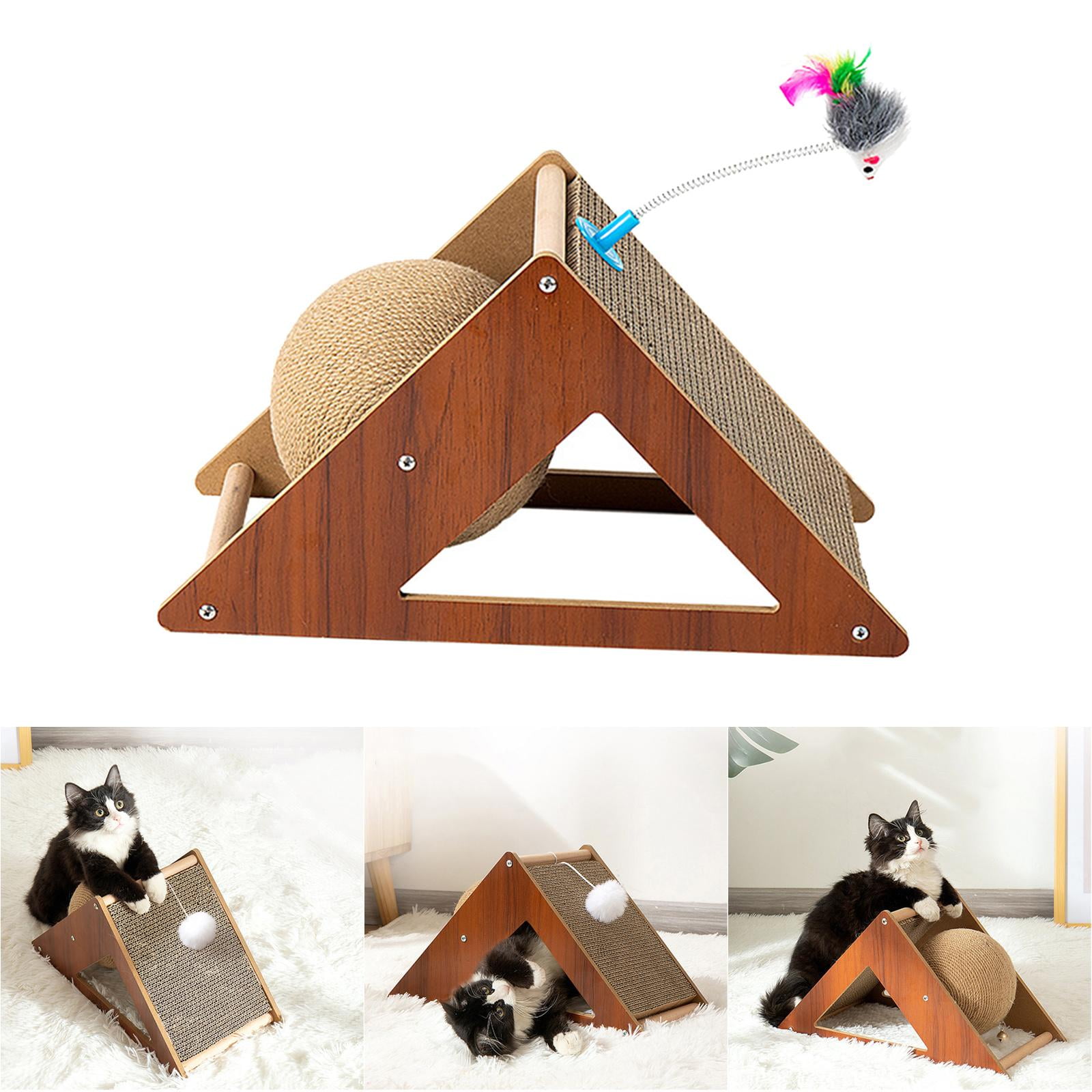 Cat Scratcher Toy, Natural Sisal Cat Scratching Ball, Interactive Solid Wood Pet Toy