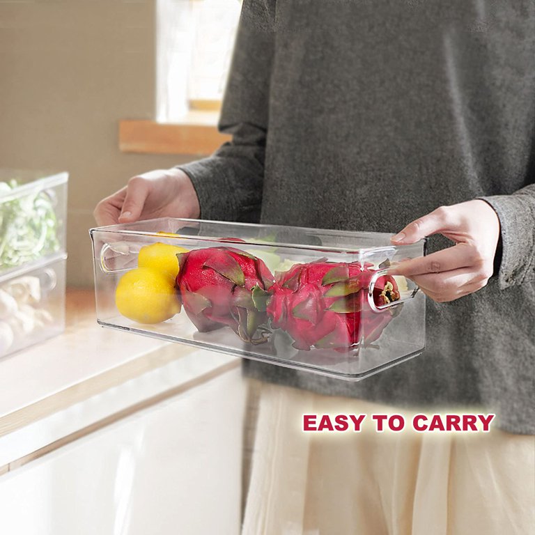 Loobuu Refrigerator Organizer Bins with Pull-Out Drawer, Drawable Clear Fridge Drawer Organizer with Handle, Plastic Kitchen Pantry Storage Containers