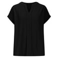 thumbnail image 7 of MIXUE Womens Summer Tops Summer Solid Color Fashion V Neck Short Sleeve Pullover Tee Shirts Outwear,Black,M, 7 of 7