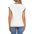 thumbnail image 3 of INSPIRE CHIC Women's Vest V Neck School Uniform Contrast Color Sleeveless Knit Pullover Tops M White, 3 of 6