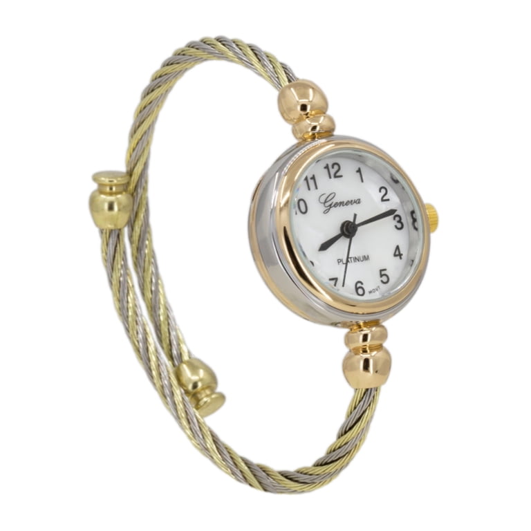 Gold cuff  Watch with pull Chain Analog jeweled Watch with gold-colored steel chain bracelet  main image 4