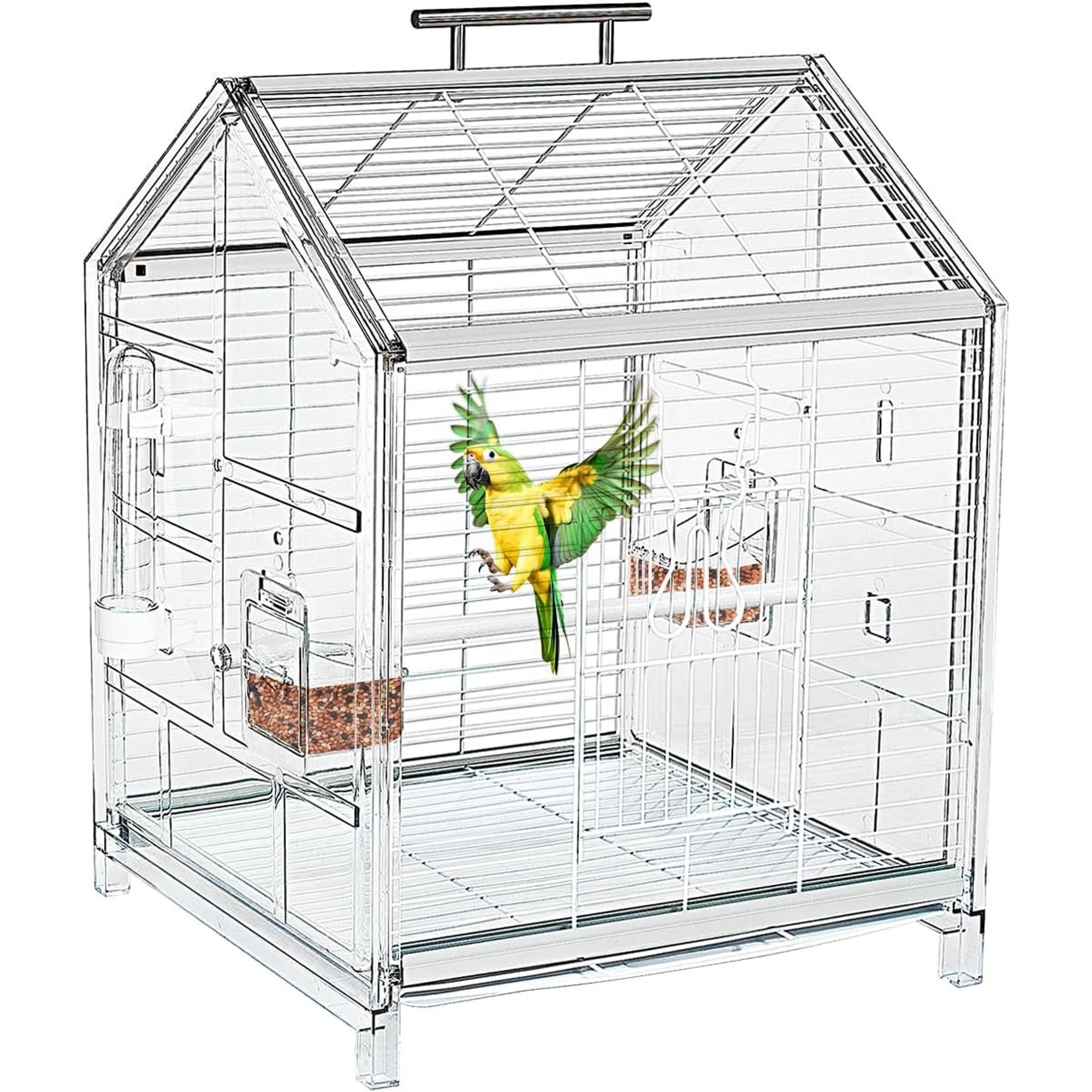 20.5 Inch Small Travel Bird Cage for Cockatiel Parakeets