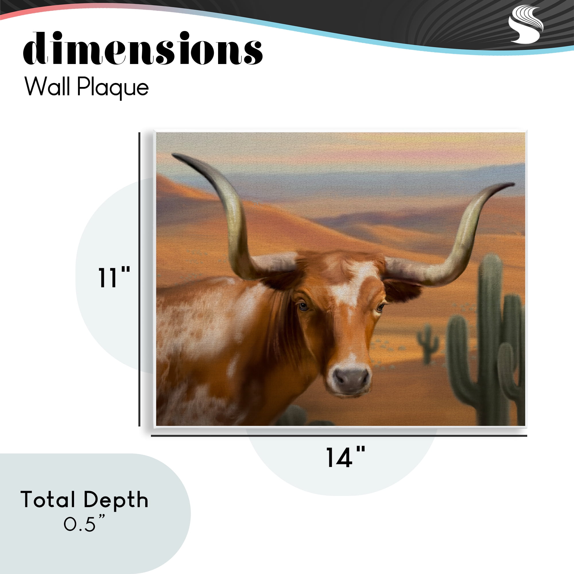 Stupell Industries Longhorn Western Landscape Wall Plaque Art, design by Matthew Piotrowicz