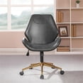 thumbnail image 3 of Reseda Office Chair in Black Faux Leather with Gold Base, 3 of 9