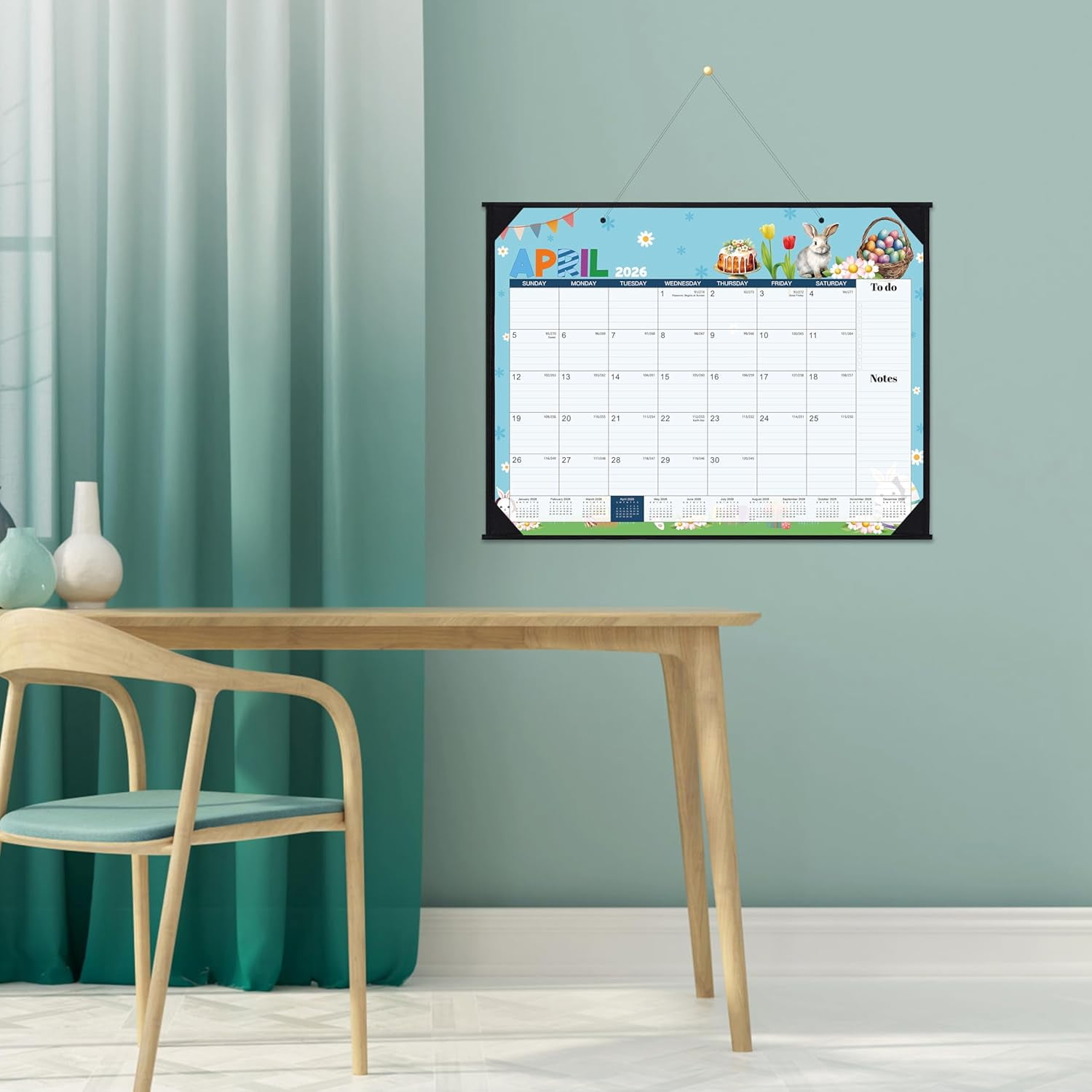 2026 Desk Calendar - Large Desk Calendar 2026, Jan.2026 - Dec.2026, 22" x 17", 2026 Calendars with Corner Protectors + Large Ruled Blocks, To-do & Notes, 12 Different Themes