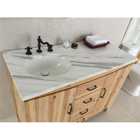 48 in. Single Left Side Sink Vanity Solid Fir Jazz Natural, White