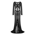 thumbnail image 2 of SUNSIOM Nuisette Babydoll pour Femmes à Manches Longues, Col en V, Chemise en Maille, Tenue de Nuit, Longue Robe, Garniture à Volants, Nuisette Transparente, 2 of 10