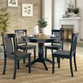 thumbnail image 2 of Lexington 5-Piece Wood Dining Set, Round Table and 4 Mission Back Chairs, Dark Denim, 2 of 2
