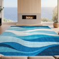 thumbnail image 2 of Design&I 8'x10' Washable Area Rug Sleek Flatweave Pet Friendly Ocean Wave Themed Abstract Nautical Scroll Motif Contemporary for King Size Bedroom, Under Bed, 2 of 7