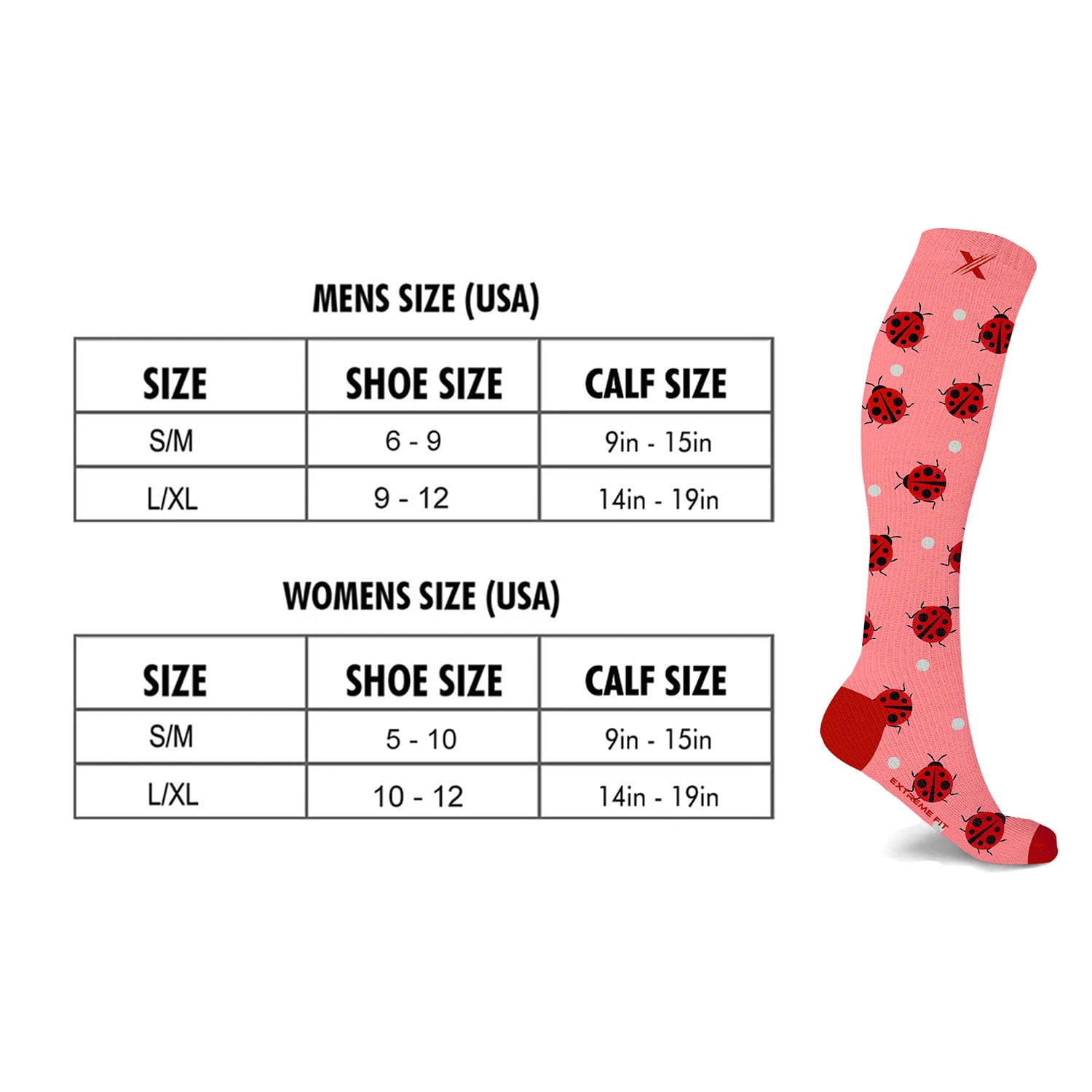 Nature And Fruity Prints Knee-High Compression Socks - 6 Pair