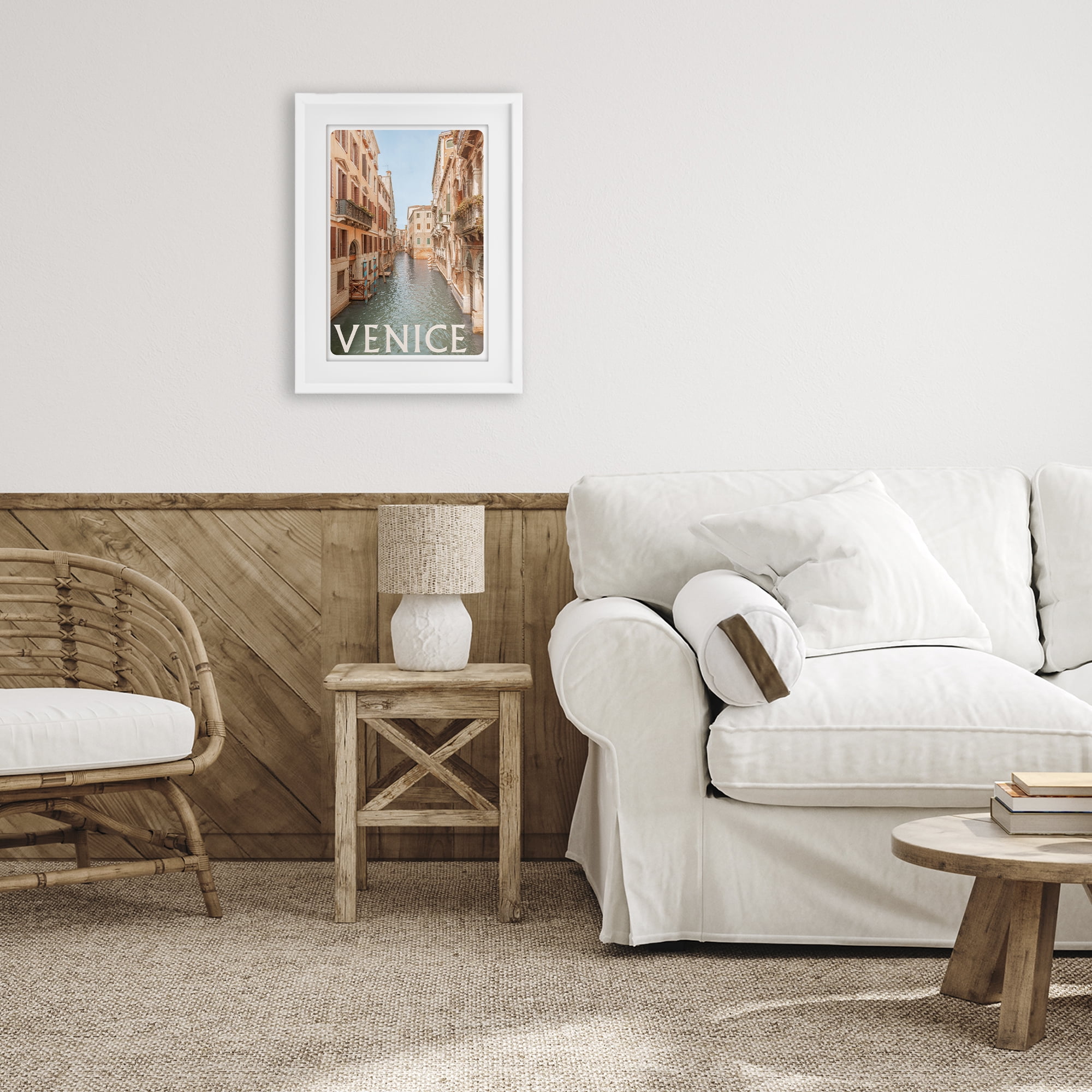 Stupell Industries Venice Canal Waterway White Framed Print Under Glass, design by Erin Marie