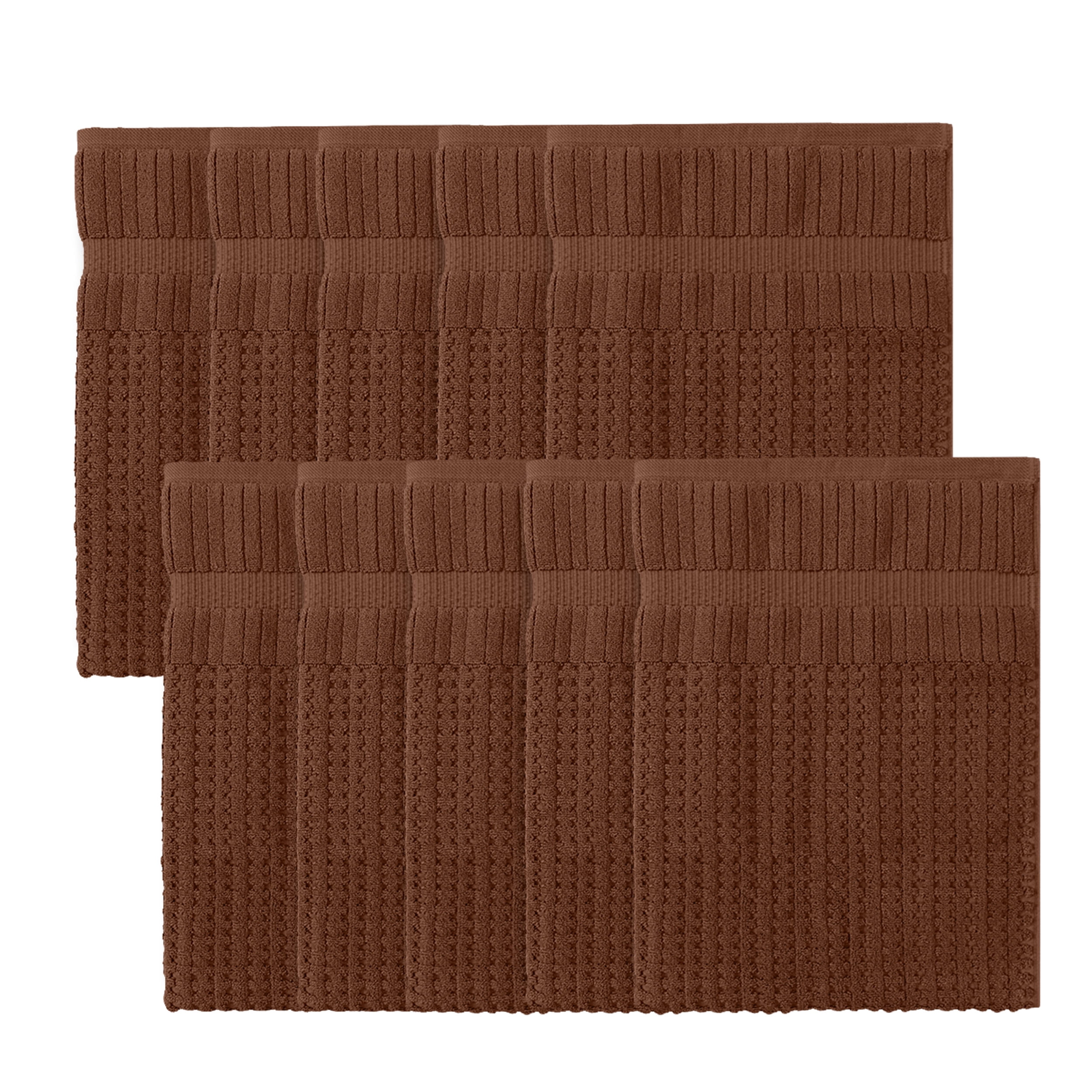 Home Weavers Willow Bath Towels Set of 10, 100% Cotton Zero Twist, 630 GSM, Soft Absorbent Quick Dry, 27x54 inch, Chocolate