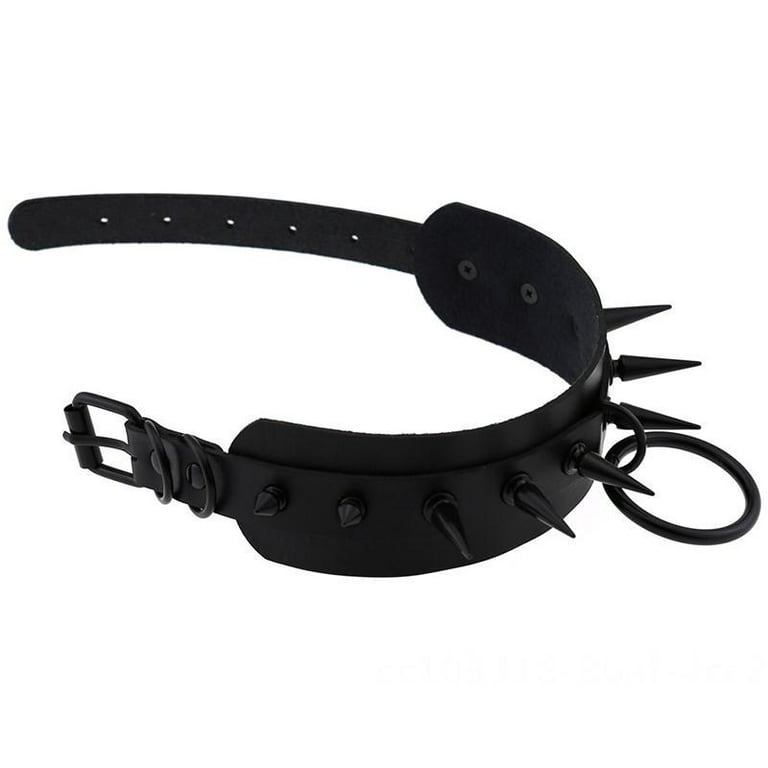 SOOWOOT 8 Pieces PU Leather Choker Necklace Goth Spiked Rivets