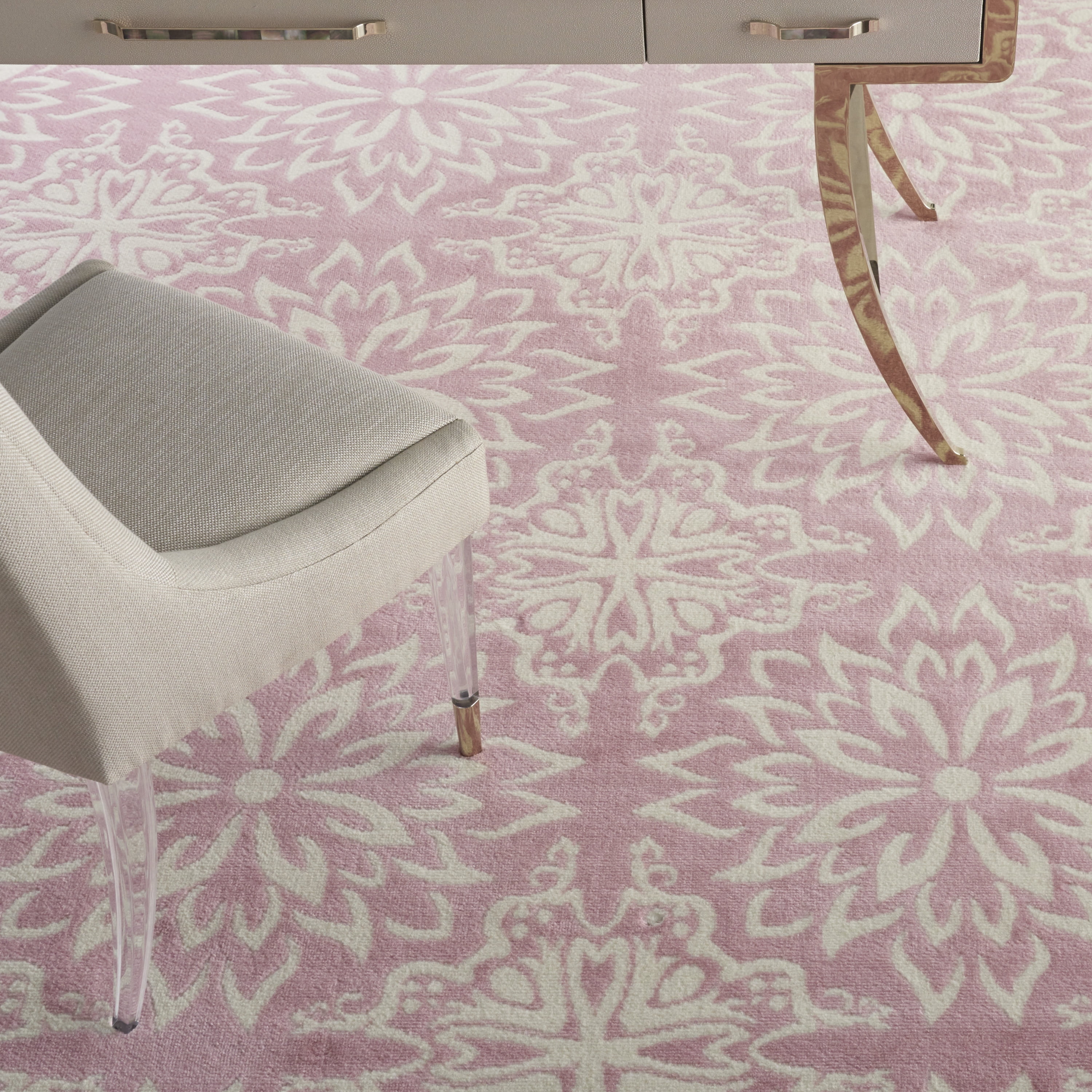 Nourison Jubilant Geometric Floral Ivory/Pink 7'10" x 9'10" Area Rug, (8' x 10')