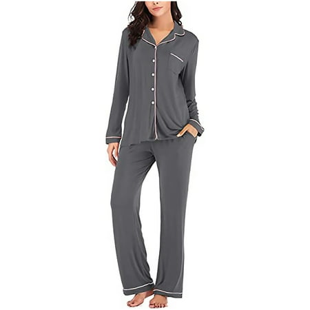 

Foraging dimple Women s Pajama Sets Long Sleeve Button Down Sleepwear Nightwear Soft Pjs Lounge Sets