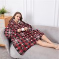 thumbnail image 5 of Oversized Wearable Blanket Hoodie,Red and Black Christmas Snowflake Pattern Sherpa Blanket Hoodie with Super Pockets,Super Warm Fuzzy Pullover for Women & Men, 5 of 6