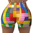 thumbnail image 2 of Balery Colorful Plastic Blocks Pattern Pantalones cortos de entrenamiento estampados para mujer, sin costuras, ajustados, para gimnasio, yoga, correr, deportes, ejercicio activo, fitness.-Small, 2 of 8