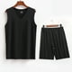 thumbnail image 2 of Conjunto Deportivo de los Hombres, Moda Casual de Color Sólido Cuello en V sin Mangas de Elasticidad Superior para el Desgaste Al Aire Libre, Traje Atlético de Humedad, 2 of 4