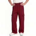 thumbnail image 2 of LIaqionyy Big Boys Cargo Sweatpants Wide Leg Baggy Pants Athletic Open Bottom Jogger Pant with Pockets, 2 of 7