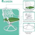 thumbnail image 6 of VIVIJASON 3-Piece Patio Furniture Dining Set, Outdoor All-Weather Cast Aluminum Bistro Set, Include 2 Swivel Chairs and 30.8" Round Table w/Umbrella Hole for Balcony, Lawn, Garden, Backyard, White, 6 of 7