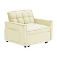 thumbnail image 2 of Newest Multi-Functional Sofa Bed Chair, Creamy White Convertible Recliner for Small Spaces, Adjustable Backrest, Compact Sleeper for Studio Apartments, 2 of 7