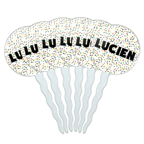 Lucien Cupcake Picks Toppers - Set of 6 - Mutlicolored Speckles