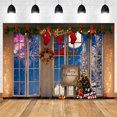 thumbnail image 1 of Fondo de fotografía de chimenea de Navidad, corona de regalo de árbol de Navidad, Fondo de pared de ladrillo blanco, Festival familiar, fiesta, estudio fotográfico, 1 of 4