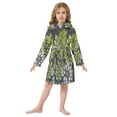 thumbnail image 6 of FORMRS Niños Bathrobe Unisex Hooded Robe Soft Plush Pajamas Sleepwear, Size 2-3T, Gray Floral, 6 of 7