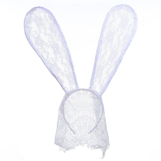 Women Lace Veil Mask Rabbit Ear Party Activities Headband Halloween Bunny Ears Hairband