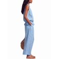 thumbnail image 3 of Women'S Linen 2 Piece Outfits Sleeveless Ruffle Top Wide Leg Pants Summer Loungewear Beach Sets M, 3 of 8