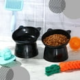 thumbnail image 4 of Zhehao 2 Pieces Plastic Raised Bowl Tilted 15 Degrees Elevated Cat Food and Water Bowls Set Anti Vomit Dog Kitten Food Dishes Pet for Cats and Small Dogs (Black), 4 of 12