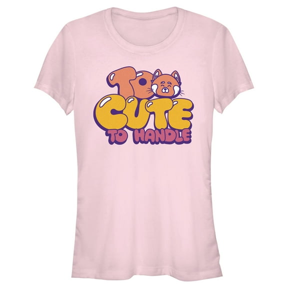 Junior's Turning Red Too Cute To Handle Graphic Tee Light Pink Small