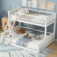thumbnail image 3 of Euroco Wood Twin XL over Queen Size Bunk Bed, 2-in-1 Bed for Kids Teens Adults, Divided 2 Single Platform Beds, White, 3 of 12