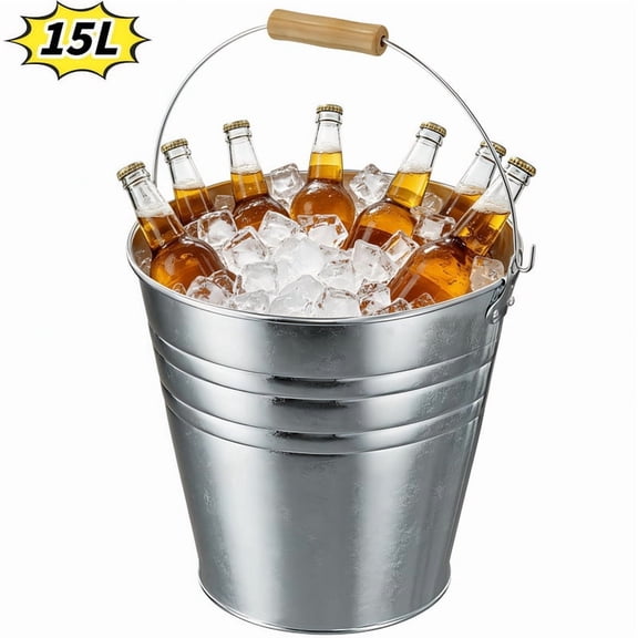 DUNCHATY 4-Gallon Galvanized Steel Bucket, Commercial Grade Rust-Proof Beverage Chiller for Parties, Camping, BBQ & Tailgating – Heavy-Duty Utility Pail with Ice Retention, Handle & Multi-Purpose Use