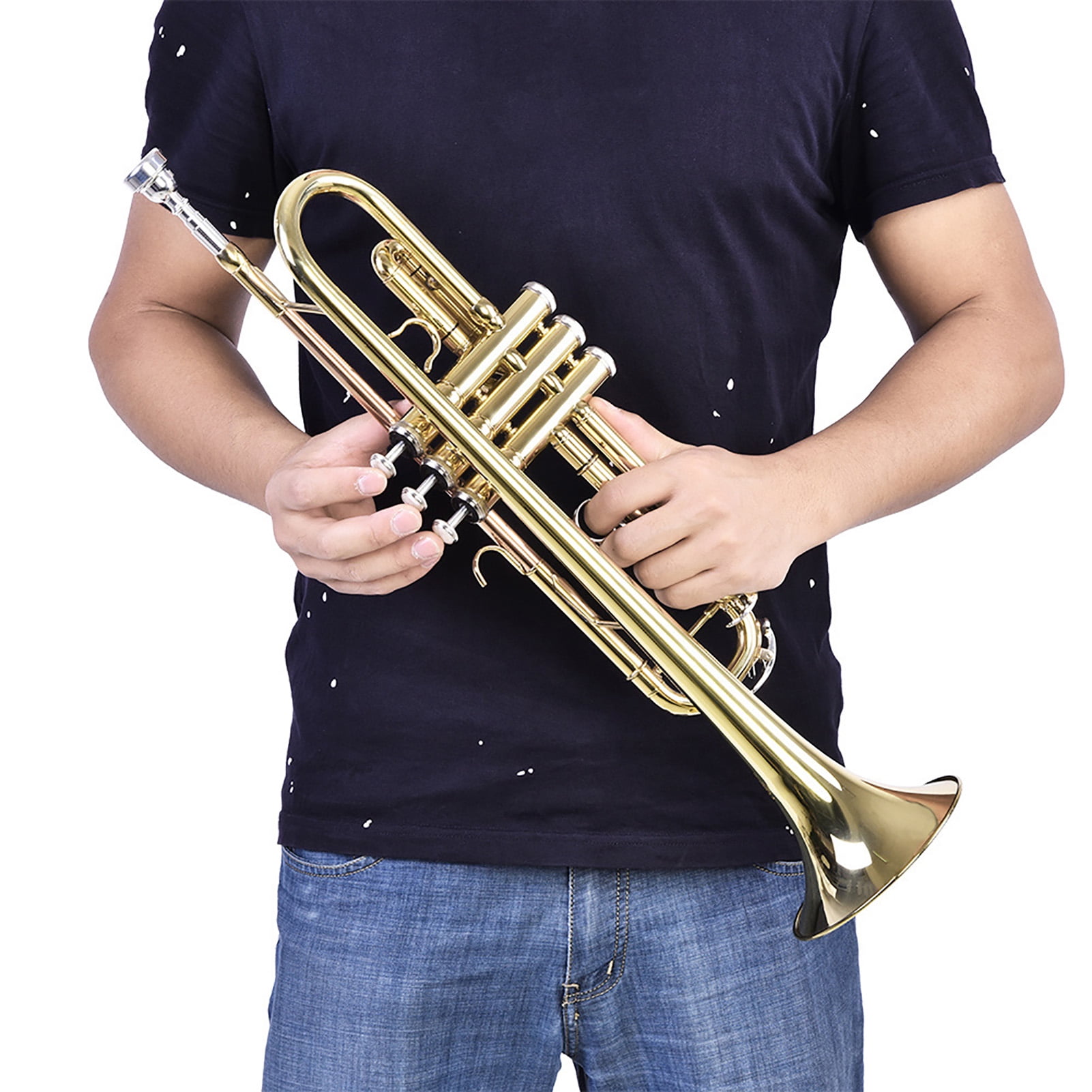Brass Trumpet, Trumpet Cases Trumpet Toy Trumpet Musical Instrument Pocket Trumpet  For Home School Indoor