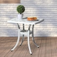 thumbnail image 5 of 21” Cast Aluminum Outdoor Side Table, Round Patio Coffee Table with Coated Surface, Porch Table for Bar, Bistro, Event, Party, Wedding, Outdoor, White, 5 of 5