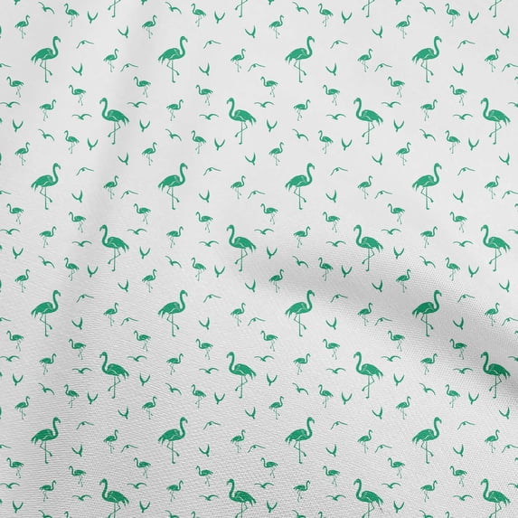 oneOone Cotton Silk Green Fabric Flamingo Diy Clothing Quilting Fabric Print Fabric By Yard 42 Inch Wide