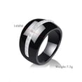 thumbnail image 4 of 14mm Black/White Ceramic Wedding Band Rings Women's White AAA Cz Ring Sz 6 7 8 9, 4 of 6