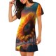 thumbnail image 2 of Balery Sunset Coast Sunflower Camisón de manga corta con cuello redondo para mujer, cómodo y elegante., 2 of 6