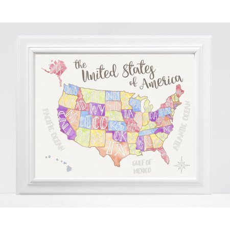 16x20" US Map United States Map in Pastel Colors Fun US Map for ...